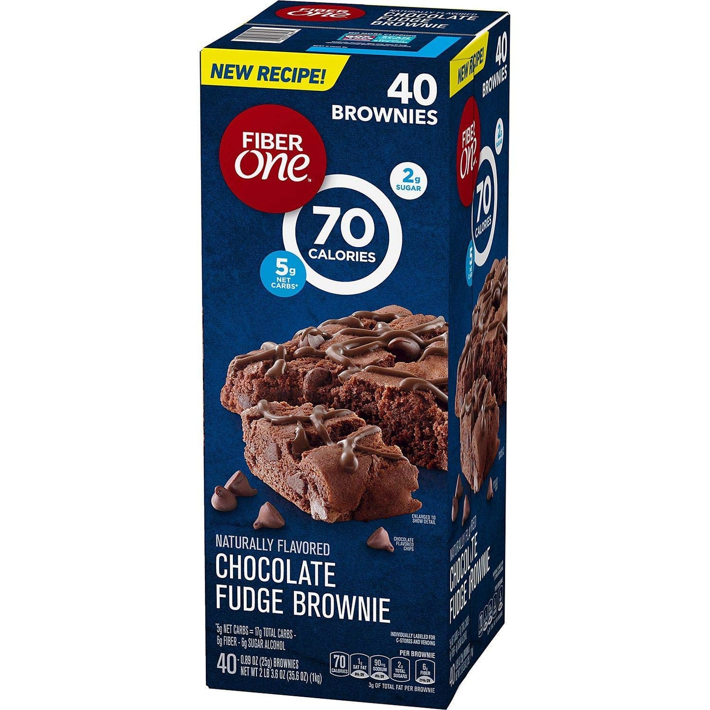 Fiber One Brownies Chocolate Fudge, 70 Calories (40 Count)