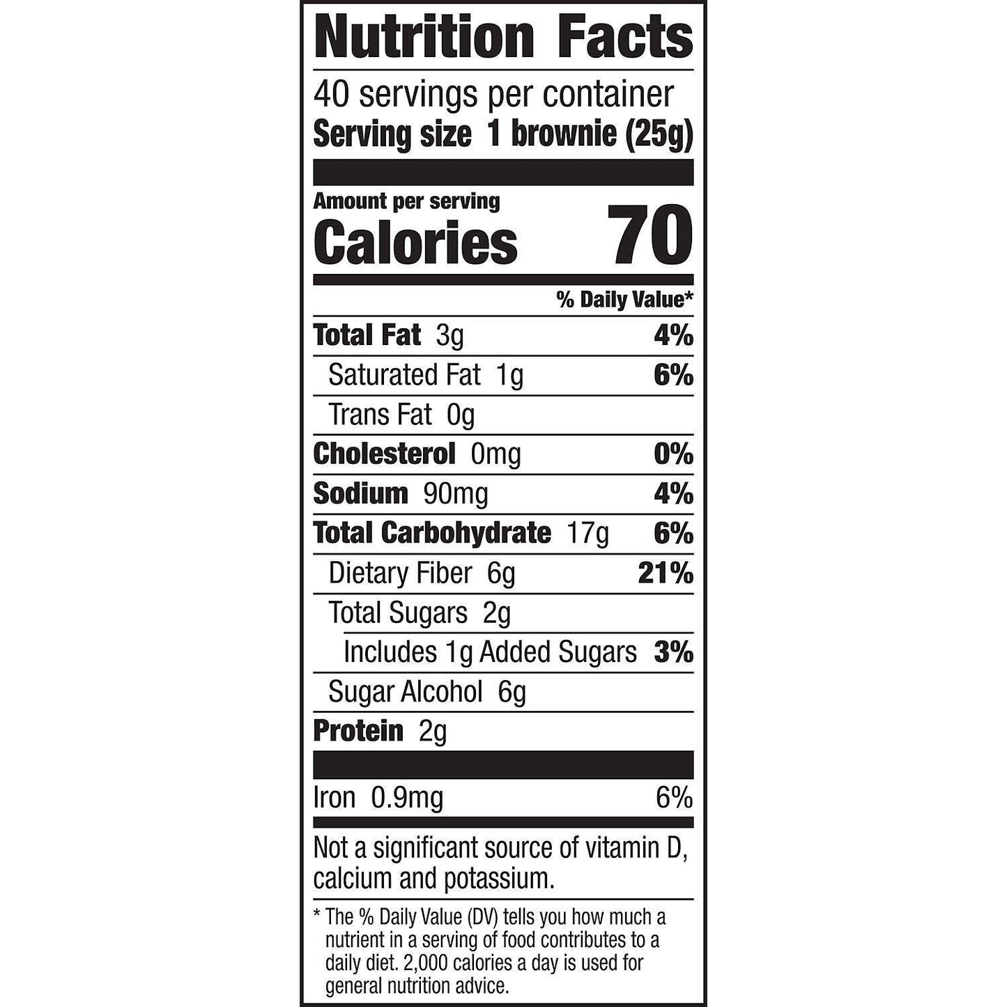 Fiber One Brownies Chocolate Fudge, 70 Calories (40 Count)